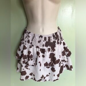 Originality Womens Skirt Cow Print Western Small Brown White W Shorts, Cowgirl